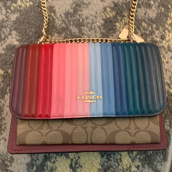Coach Klare Quilted Linear Rainbow Leather Crossbody Purse SOLD OUT - Picture 3 of 13